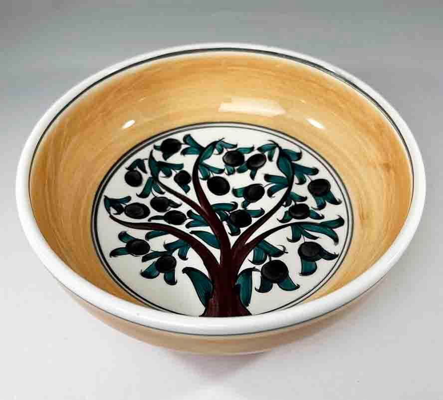 Iznik Tile Salad Bowl with Olive Tree Motif - 1