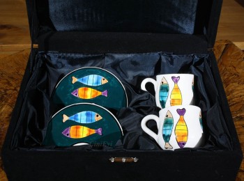 Kaffeeset mit Fischmuster - 3