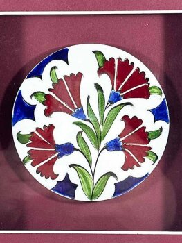 Karanfil Bahçesi Motifli İznik Çini Plaket - 2