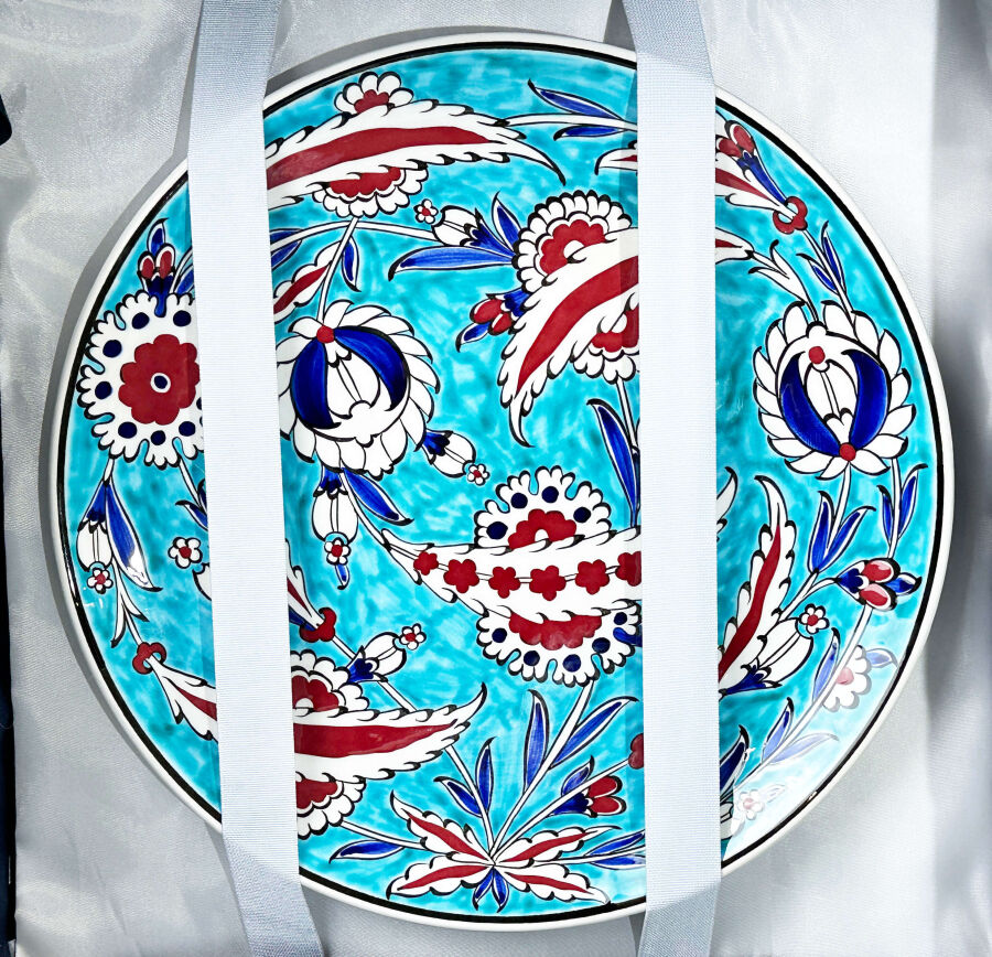 Lotus Motif İznik Tile Vase and Plate Set - 2