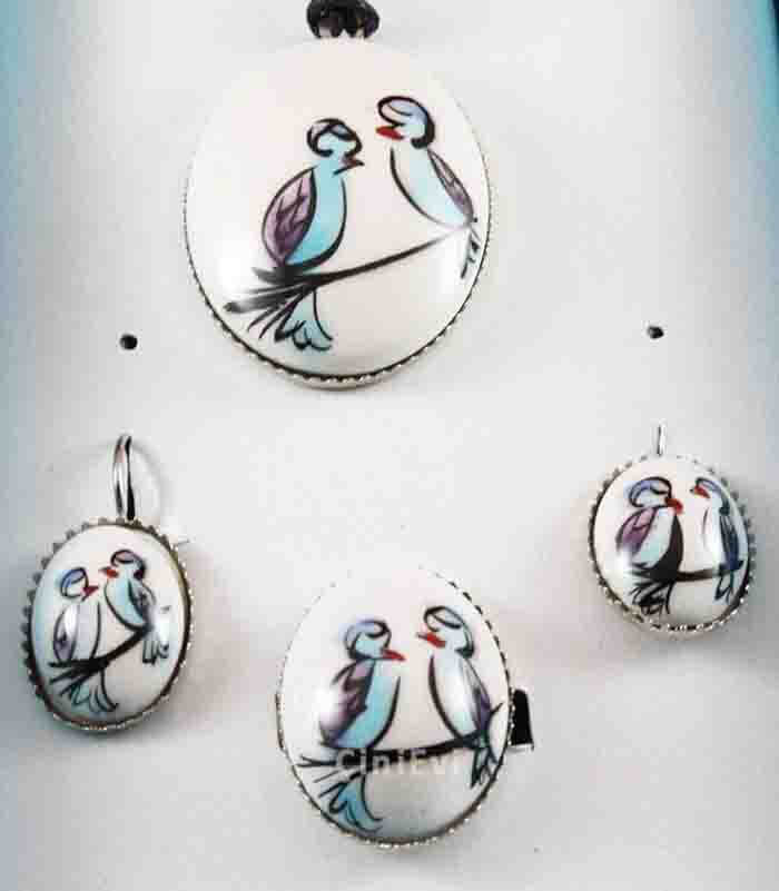 Love Birds Pottery Jewelry Set - 2