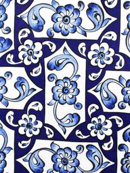 Mavi Beyaz Lotus Desenli İznik Çini Tabak - 2