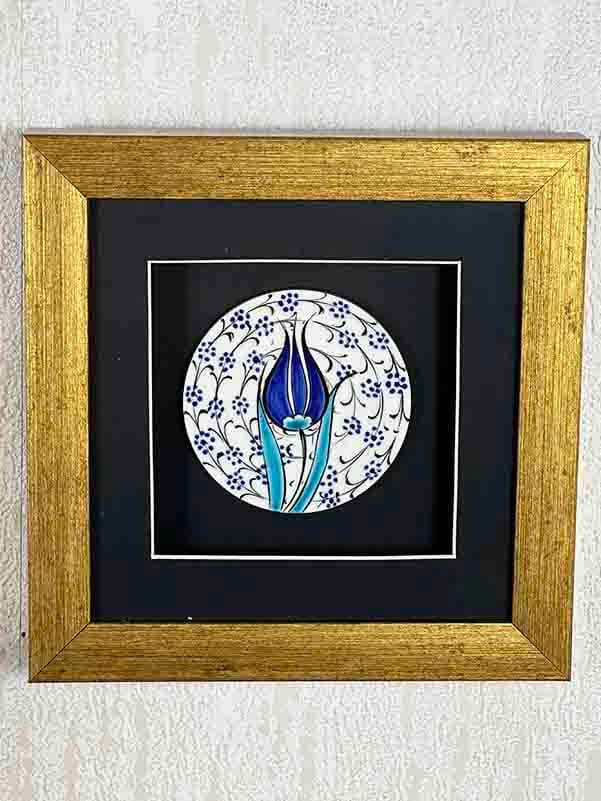 Mavi Lale Motifli Plaket - 5