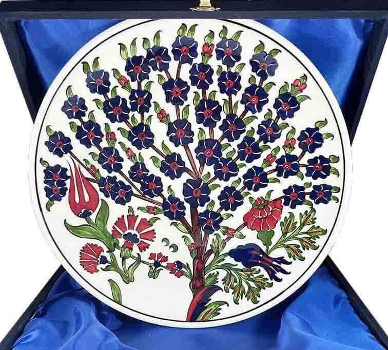 Modèle d'arbre de vie de conception spéciale avec assiette de poterie Iznik - 1