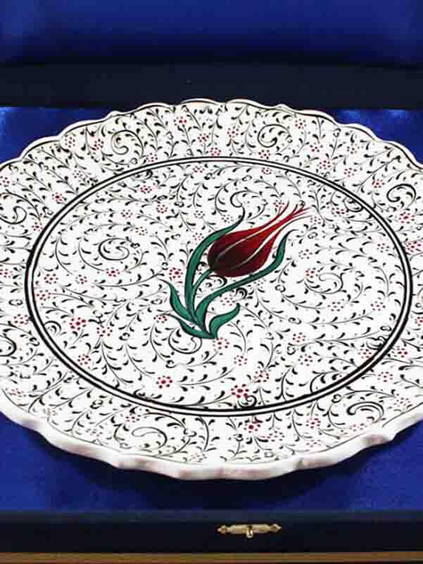 Office Gift Vip Tulip Patterned 30cm Iznik Tile Plate - 3