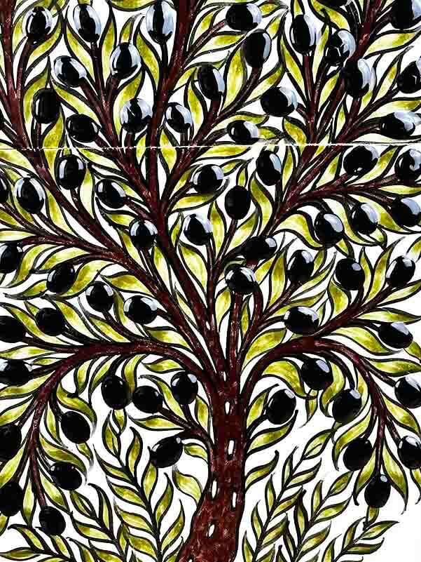 Olive Tree Motif İznik Tile Panel - 2