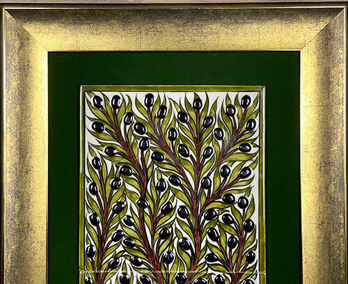 Olive Tree Motif Iznik Tile Panel - 2