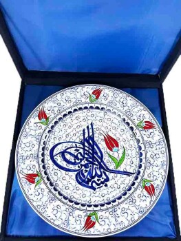 Ottoman Tughra Iznik Tile Plate - 3