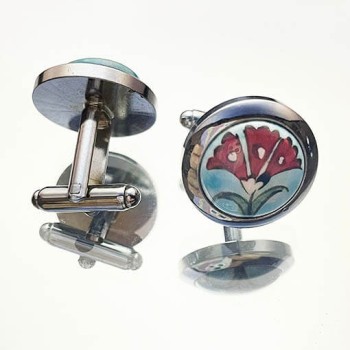 Red carnation cufflink - 1