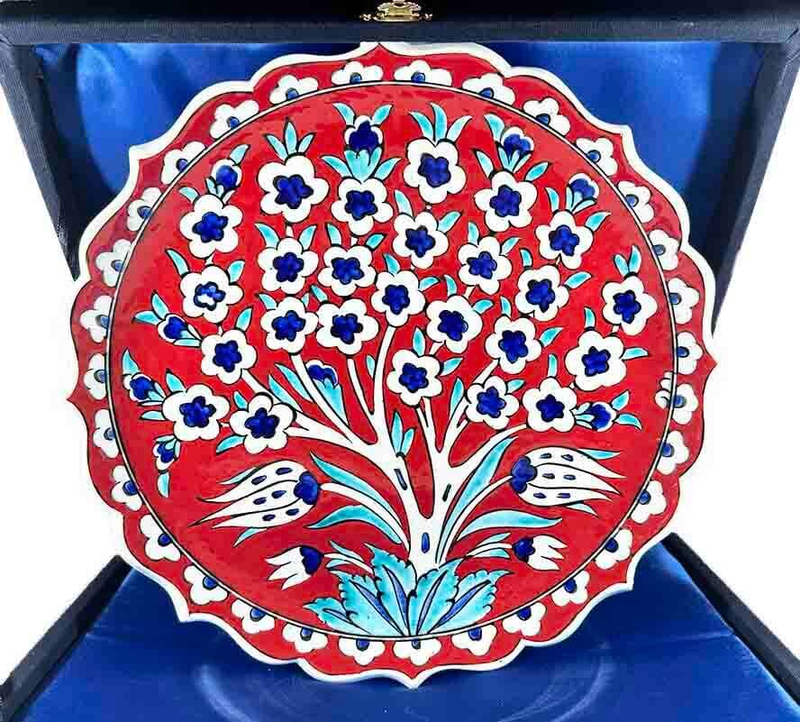 Red Ground Tree of Life Iznik Ceramic Plate - 1