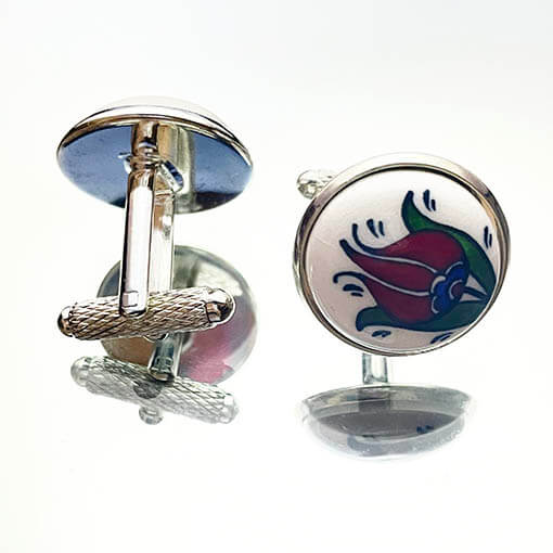 Red Tulip Iznik Pottery Cufflink - 1