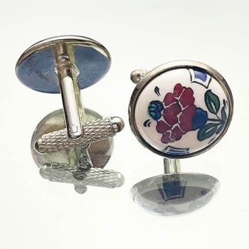 Rose Motif Iznik Pottery Cufflink - 1