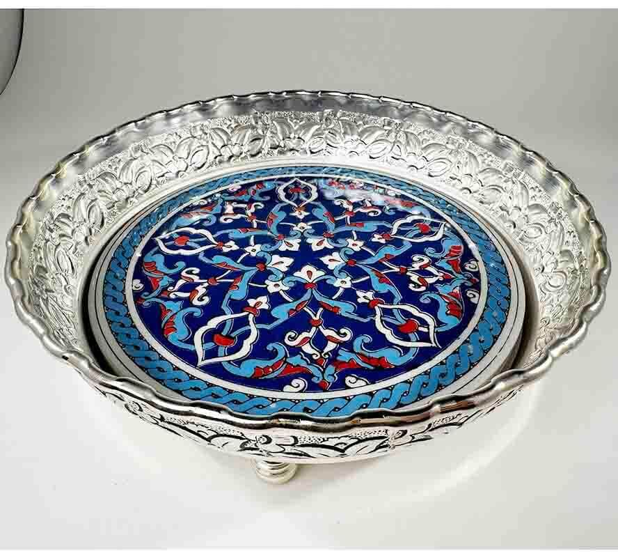 Silver Candy Bowl with Geometric Design - 1