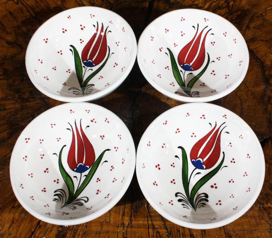 Special Tulip Pattern 4 Pieces Bowl Set - 2