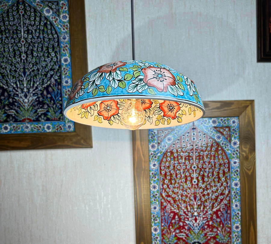 Tile Chandelier with Rose Motif - 3