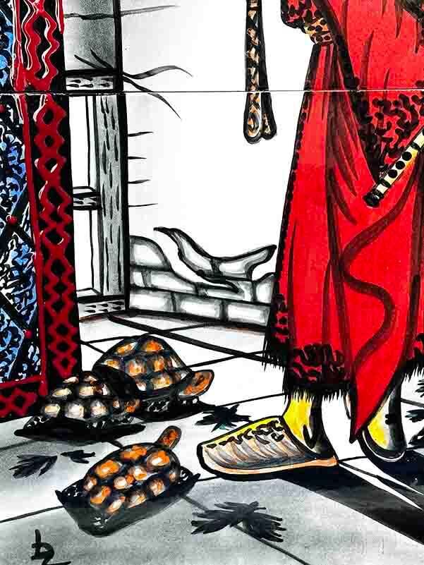 Osman Hamdi Bey’s Iconic Masterpiece: The Tortoise Trainer Iznik Ceramic Panel - 3