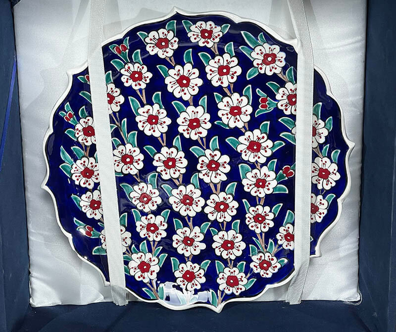 Iznik Tree of Life Patterned Vase and Plate Set - 3