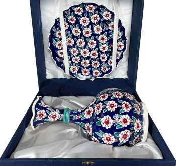 Iznik Tree of Life Patterned Vase and Plate Set - 2