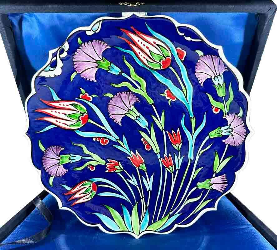 Tulip and Carnation Garden 25cm Iznik Ceramic Plate - 1