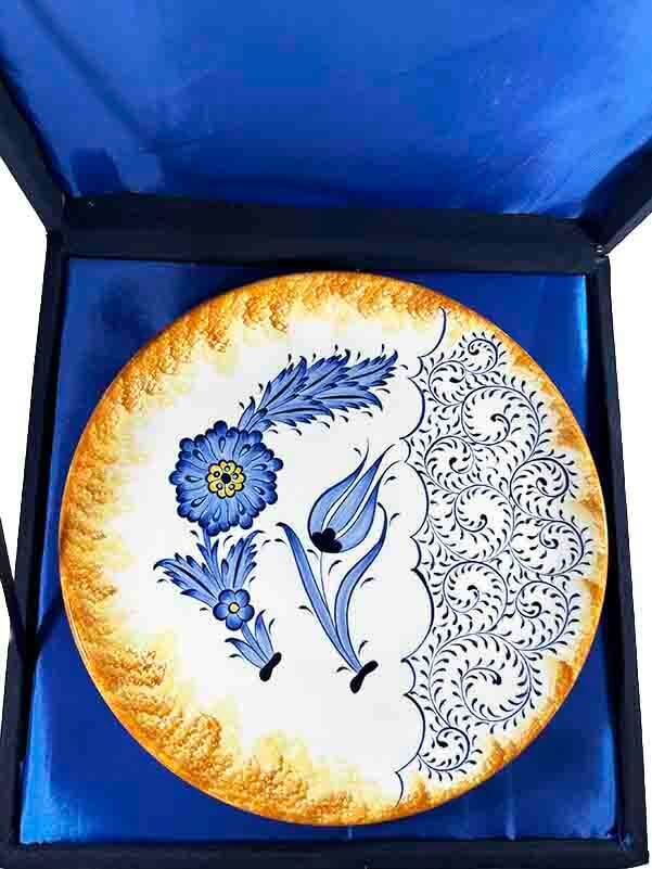 Tulip and Golden Horn Design 25cm Iznik Ceramic Plate - 3