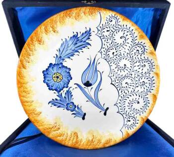 Tulip and Golden Horn Design 25cm Iznik Ceramic Plate - 1