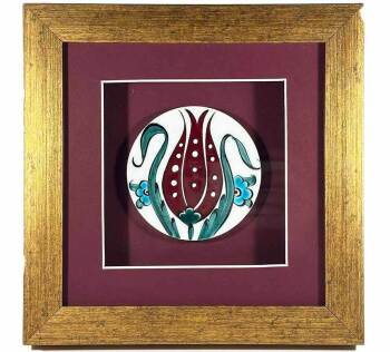 Tulip Motif İznik Ceramic Plaque - 1