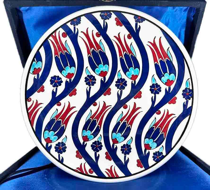 Tulip Motif Iznik Ceramic Plate - 1