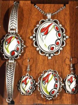 Tulip Motif Iznik Jewelry Set - 2