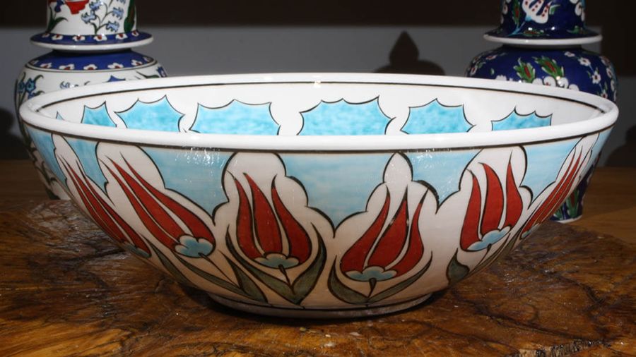 Tulip Patterned 30cm Iznik Tile Bowl - 4