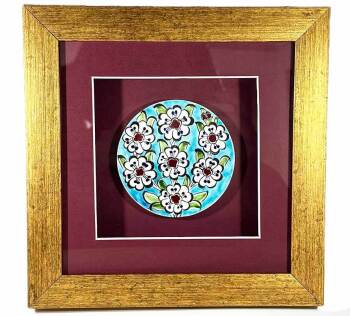 Turquoise Background Tree of Life Iznik Tile Plaque - 1
