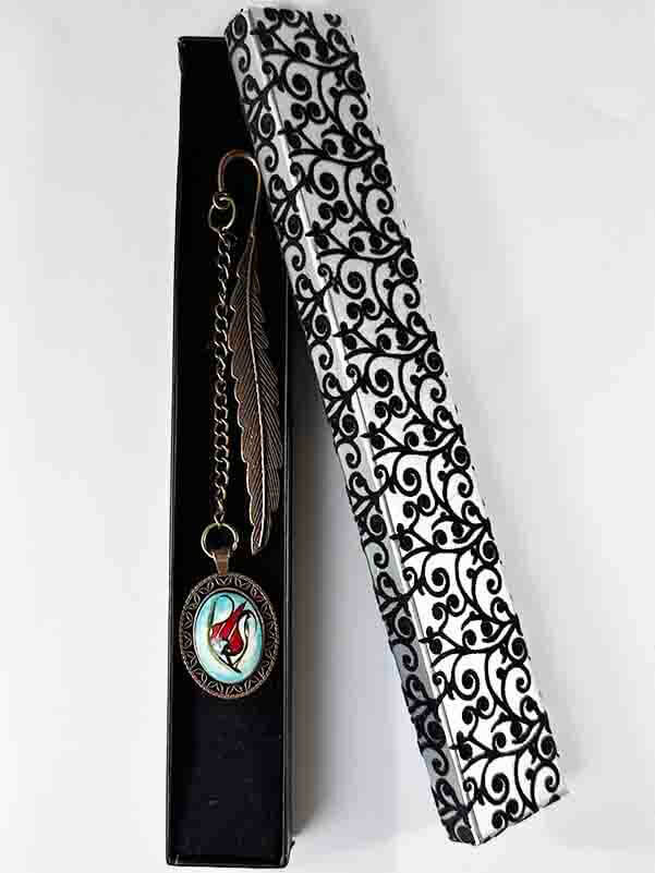 Turquoise Background VIP Tulip Pattern Ceramic Bookmark - 2