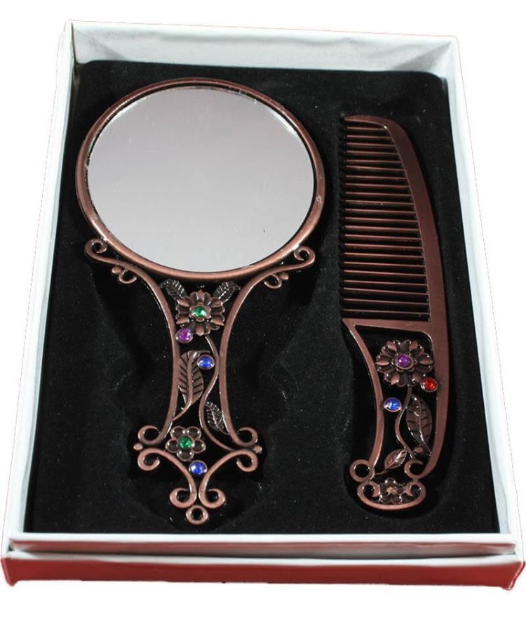 Turquoise Ground Spring Patterned Mirror Set - 3