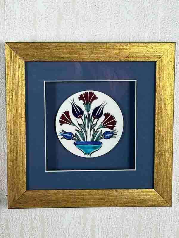 Vase with Flowers Motif Iznik Tile Plaque - 5