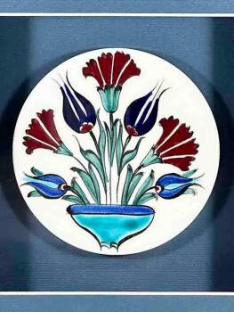 Vase with Flowers Motif Iznik Tile Plaque - 2