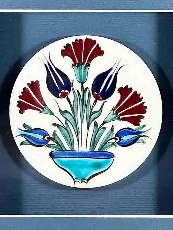Vase with Flowers Motif Iznik Tile Plaque - 2