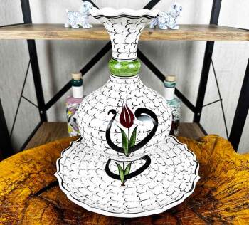 Vav Patterned Vase and Plate Set - 1