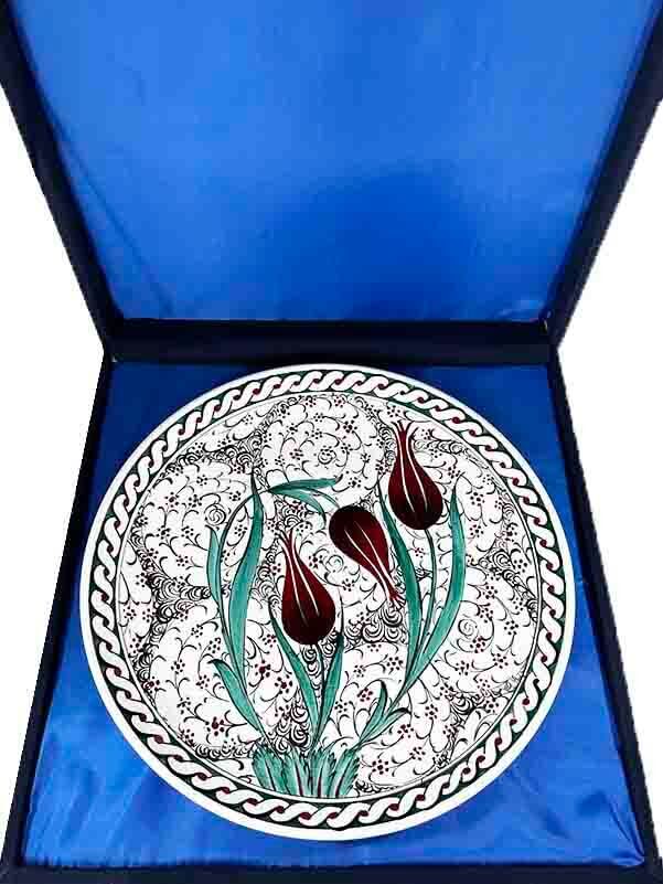 VIP Gift for Government Officials Golden Horn and Tulips Iznik Tile Plate - 3