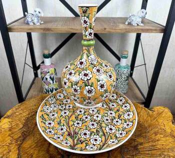 VIP Gift: Tree of Life Pattern İznik Tile Vase and Plate Set - 1