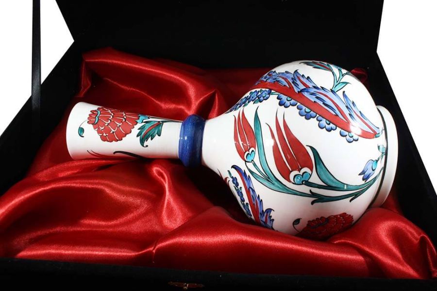 Vip Wedding Gift Iznik Ceramic Vase and Plate Set - 4