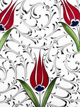 Wedding Gift Red Tulips Iznik Tile Plate - 2