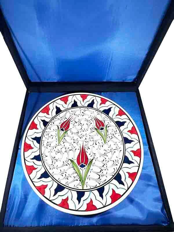 Wedding Gift Red Tulips Iznik Tile Plate - 3