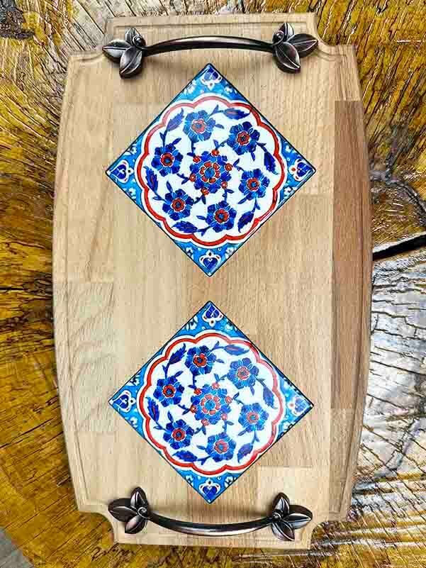 Wooden Tray with Botanical Design - 2