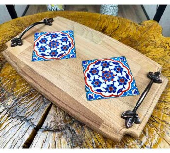 Wooden Tray with Botanical Design - 1