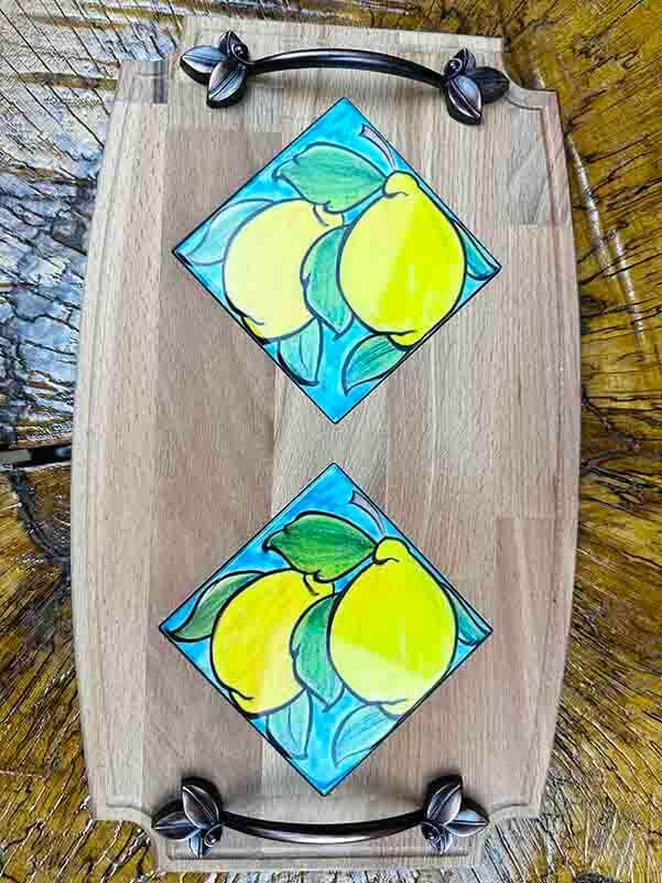 Wooden Tray with Lemon Design - 2