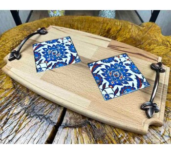 Wooden Tray with Lotus Motif - 1