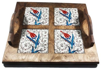 Wooden Tray with Tulip Design - 1